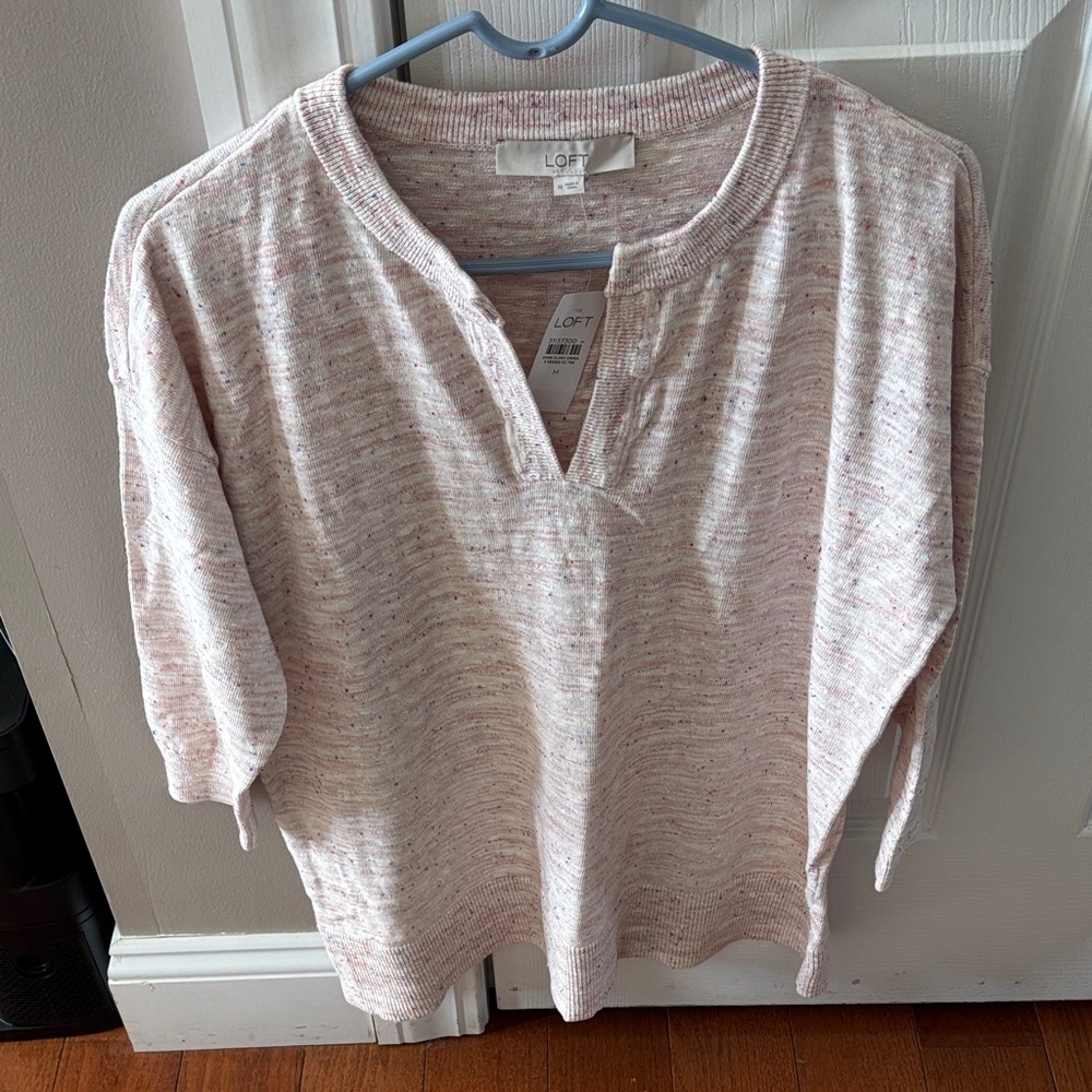 LOFT Speckled Pink and White Pullover women’s size medium NWT